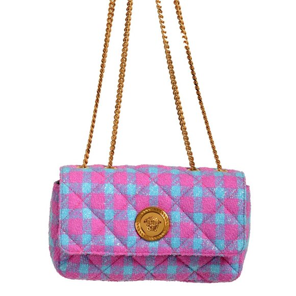 Versace Women's Wool Lurex Jacquard Gold Medusa Quilted Handbag Shoulder Bag - Picture 1 of 8